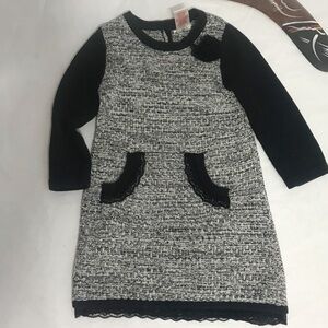 Max Studio 24 Month casual long sleeve knit dress girls black grey